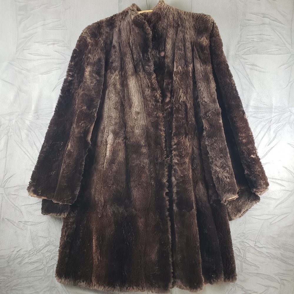 Vintage Brown Beaver Fur Coat Womens S/M Mid Length Heimann's Fine Furs